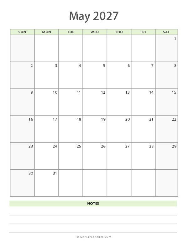 May 2027 Calendar