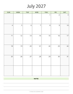 July 2027 Calendar