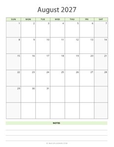 August 2027 Calendar
