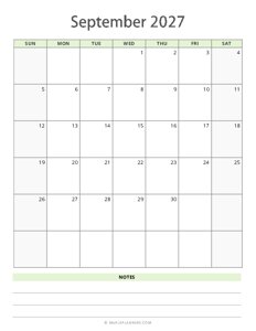 September 2027 Calendar