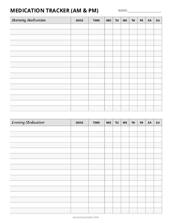 Medication Log (AM & PM)