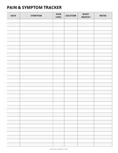 Free Printable Daily Symptom Tracker Template