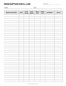 Prescription Refill Log