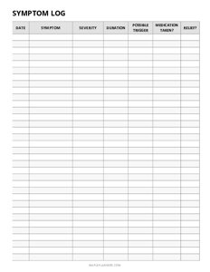 Symptom Log Template
