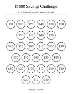 $1000 Savings Challenge in 30 Days