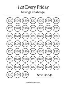 $20 Every Friday Savings Challenge