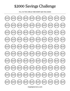 $2000 Savings Challenge Tracker