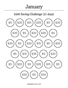January Savings Challenge (Save $500)