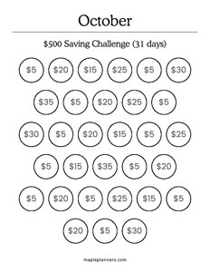 October Savings Challenge (Save $500)