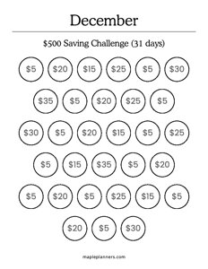 December Savings Challenge (Save $500)