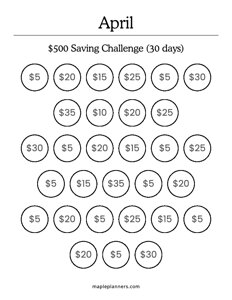 April Savings Challenge (Save $500)