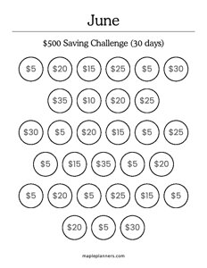 June Savings Challenge (Save $500)