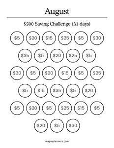August Savings Challenge (Save $500)