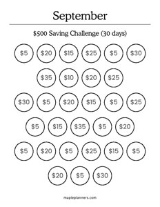 September Savings Challenge (Save $500)