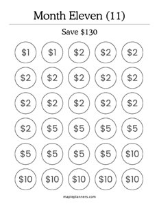 Month 11 Savings Challenge – Save $130