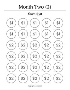 Month 2 Savings Challenge – Save $50