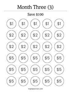 Month 3 Savings Challenge – Save $100