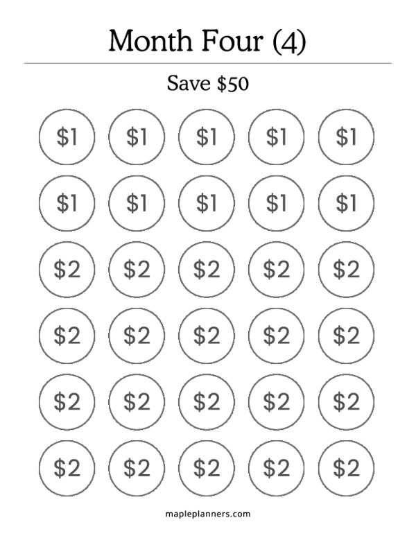Month 4 Savings Challenge – Save $50
