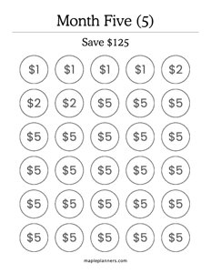 Month 5 Savings Challenge – Save $125
