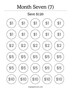 Month 7 Savings Challenge – Save $120