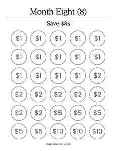 Month 8 Savings Challenge – Save $85