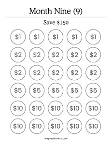 Month 9 Savings Challenge – Save $150