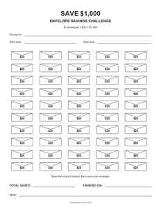 $1,000 Envelope Savings Challenge