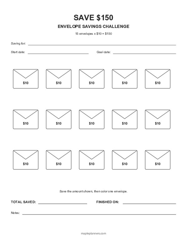 $150 Envelope Savings Challenge