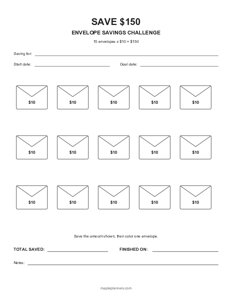 $150 Envelope Savings Challenge