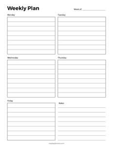 5 Day Weekly Planner