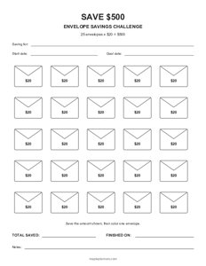 $500 Envelope Savings Challenge