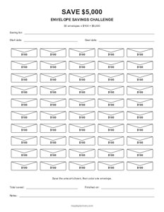 $5,000 Envelope Savings Challenge