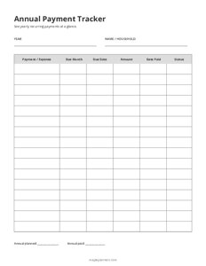 Free Printable Subscription Payment Tracker Template