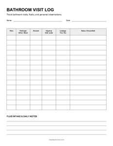 Bathroom Visit Log Template