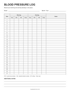 Blood Pressure Log - Monthly Tracker