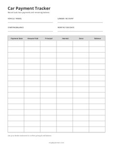 Free Printable Installment Payment Tracker Template