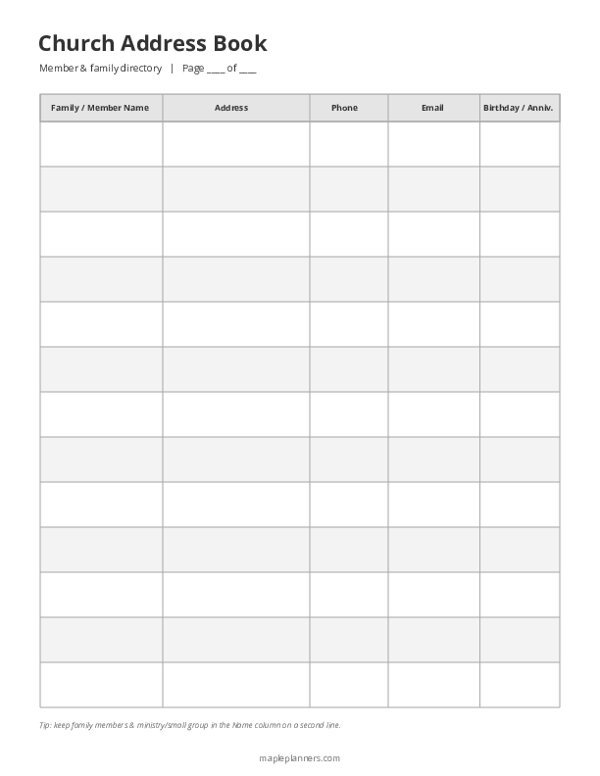 Church Address Book