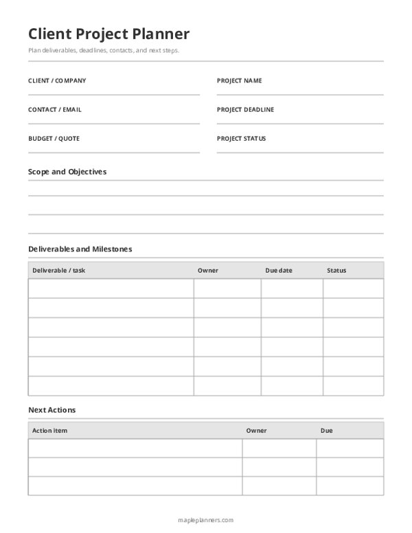 Client Project Planner