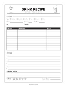 Drink Recipe Card