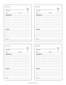 Minimal Drink Recipe Cards