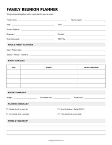 Family Reunion Planner