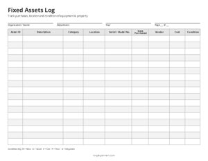 Fixed Assets Log