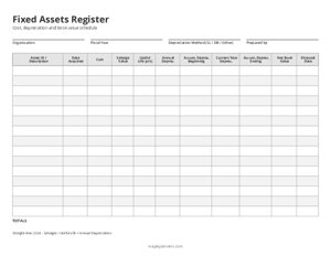 Fixed Assets Register Template