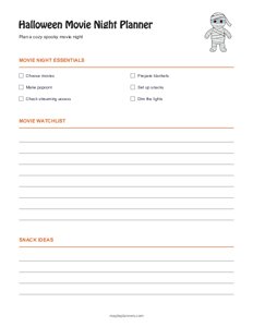 Halloween Movie Night Planner