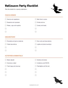 Halloween Party Supplies Checklist