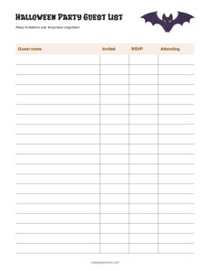 Halloween Party Guest List