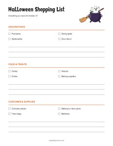 Halloween Shopping List