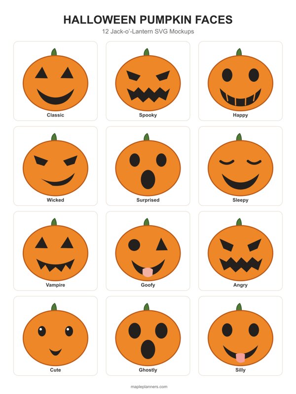 Halloween Pumpkin Faces SVG