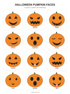 Halloween Pumpkin Faces SVG