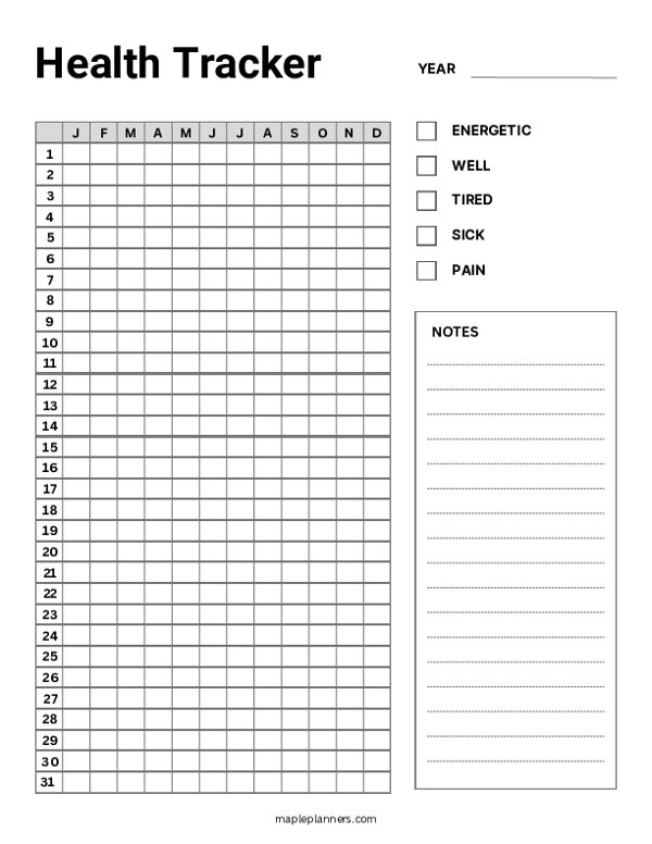 Yearly Health Tracker